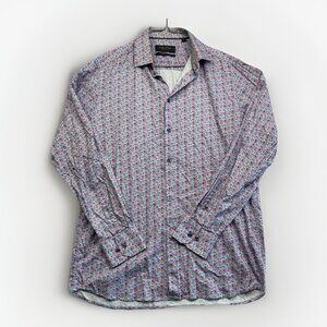 Klauss Boehler United Kingdom Men's Shirt Size 16 / 41  Pink Blue Paisley AOP